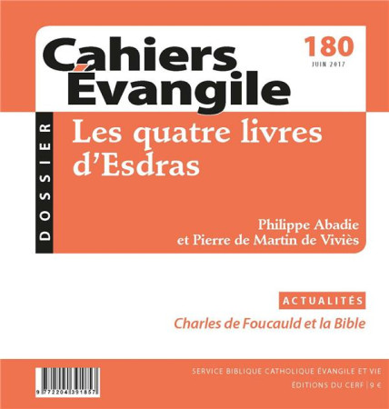 CAHIERS D-EVANGILE 180 - ABADIE PHILIPPE - Cerf