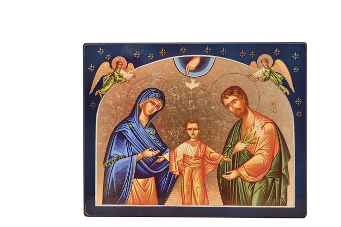 MINI ICONE 8 X 9,8 CM - LA SAINTE FAMILLE AUX ETOILES -   - CLEMENCES