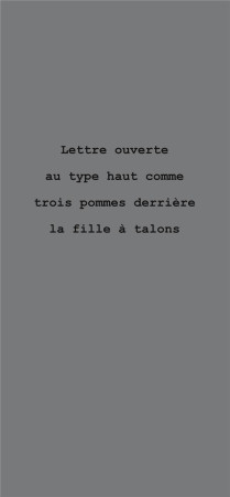 LETTRE OUVERTE AU TYPE HAUT COMME TROIS POMMES DERRIERE LA FILLE A TALONS - FRIEDMANN ARNAUD - BOOKS ON DEMAND